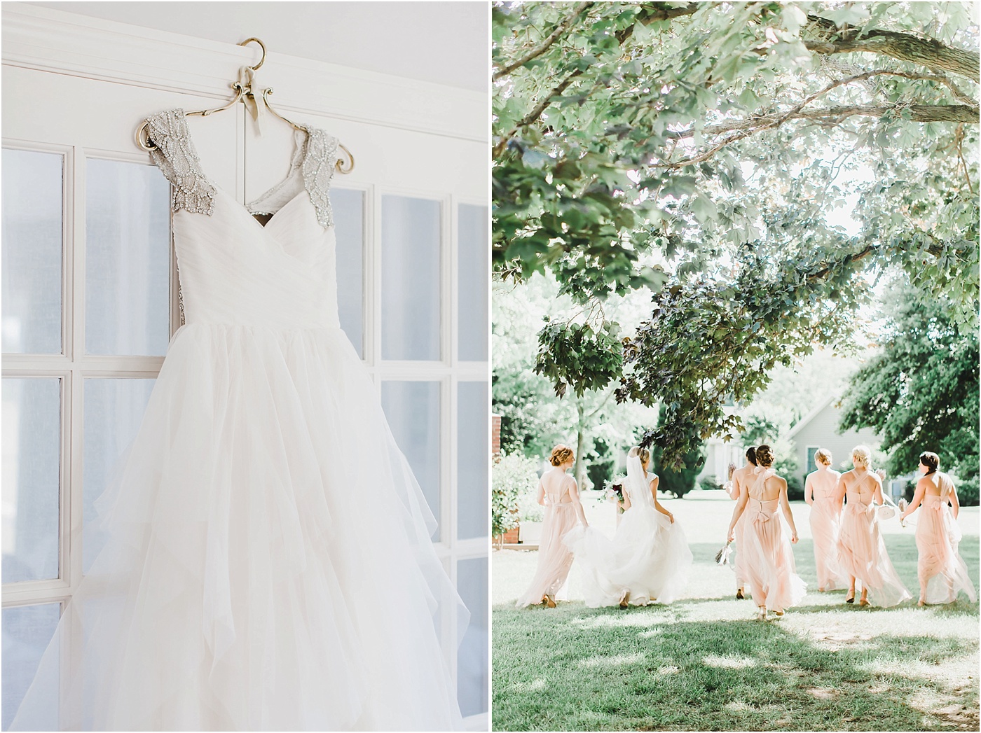 Beaded Hayley Paige Bridal Gown + Blush Jenny Yoo Bridesmaid Dresses 