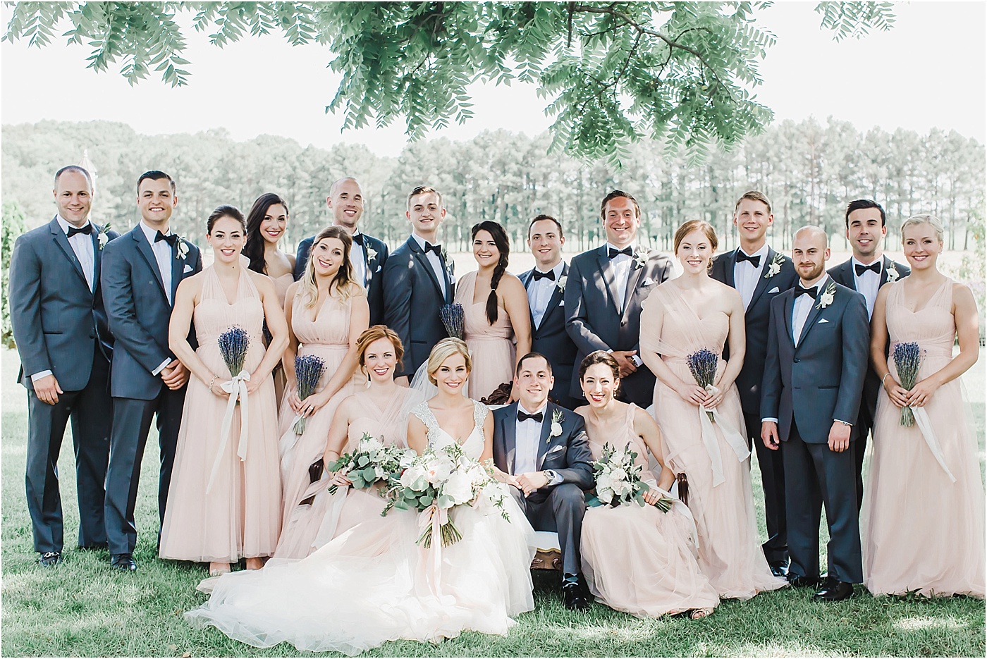 Blush Jenny Yoo Bridesmaid Dresses + Vera Wang Tuxes