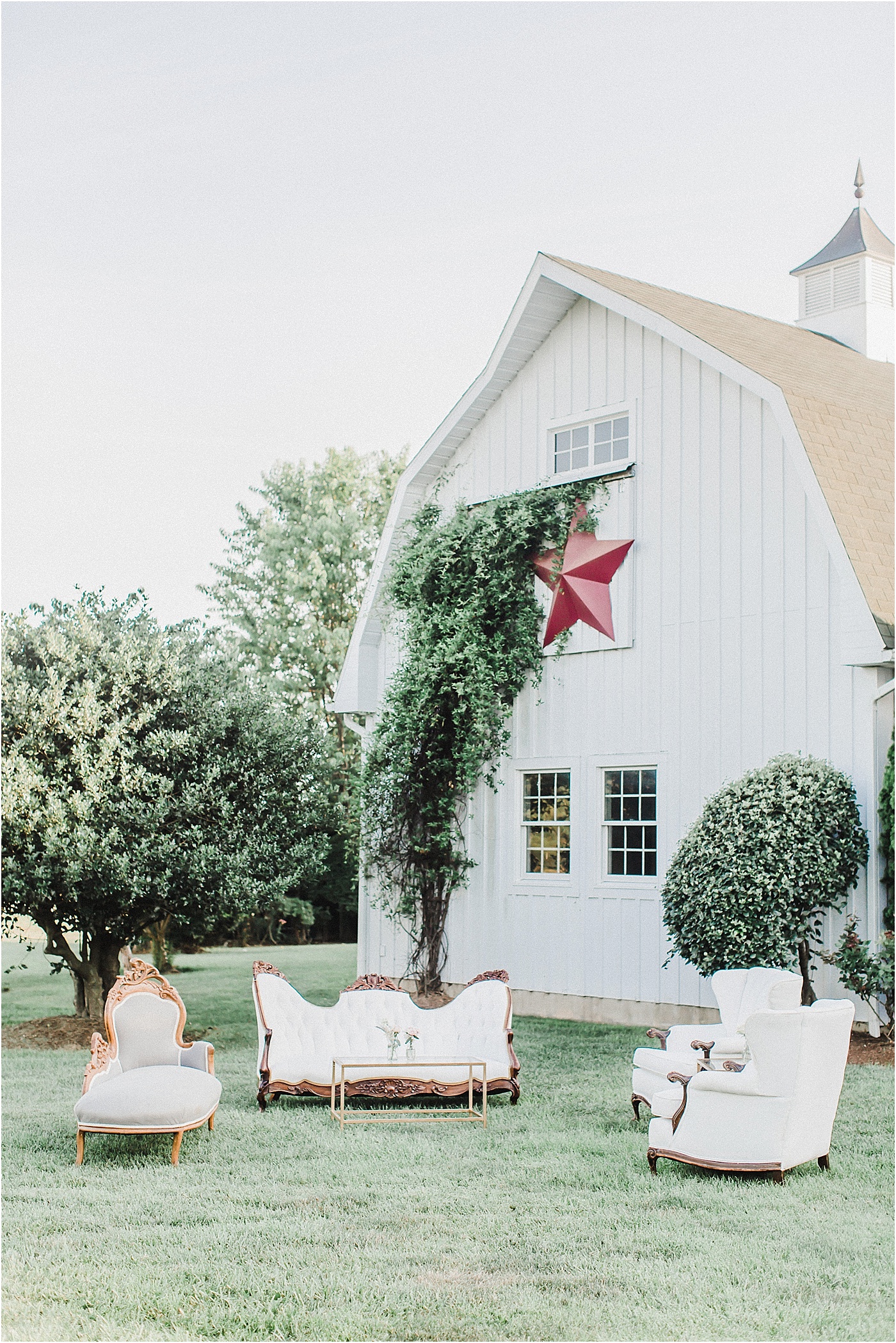 Vintage Lounge Seating + Barn Wedding 