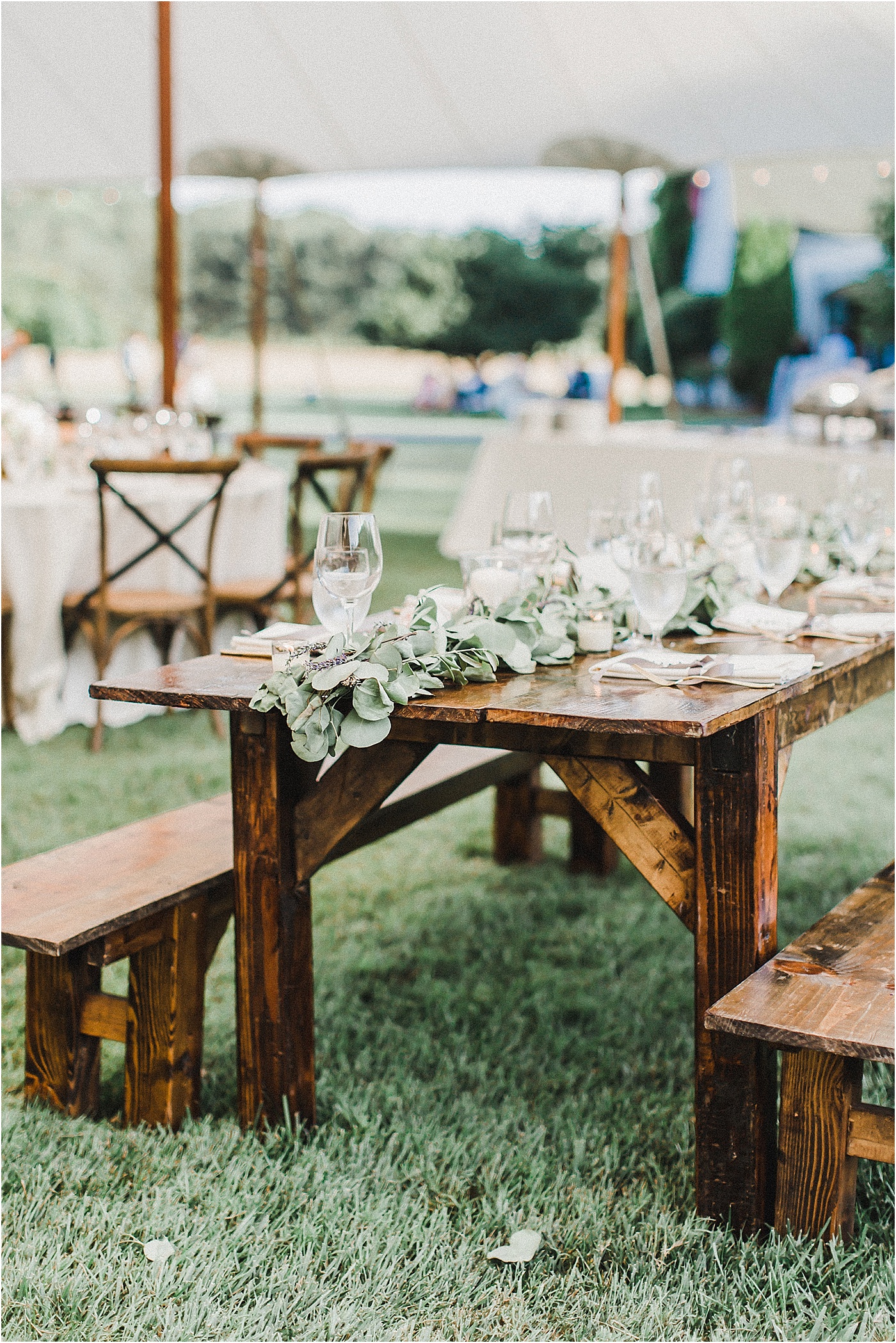 Farm Tables + Greenery Garland Wedding