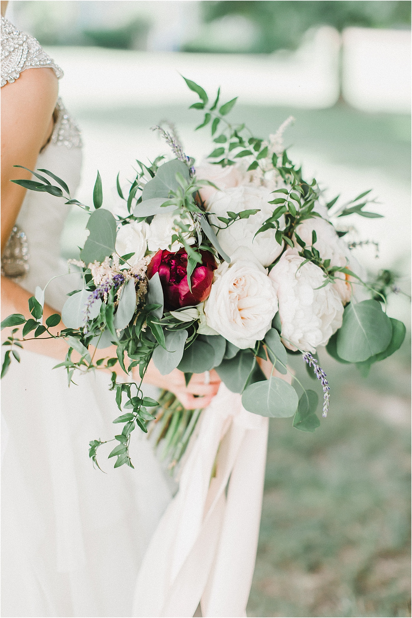 Loose Organic Wedding Bouquet with Garden Roses + Peonies