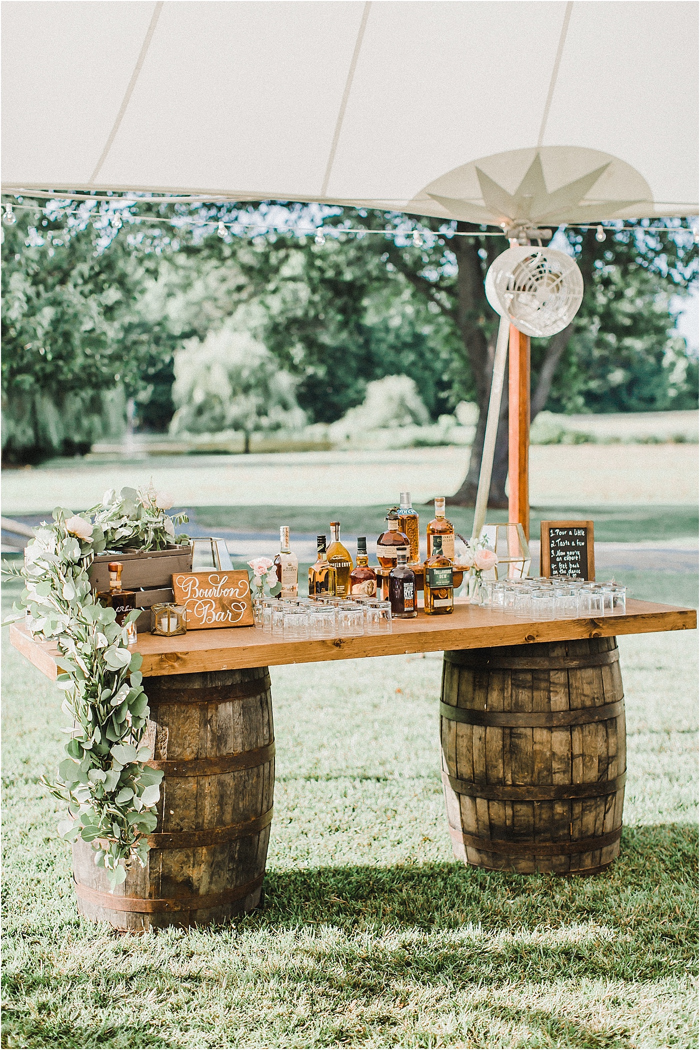 Bourbon Barrel Bar Outdoor Wedding 