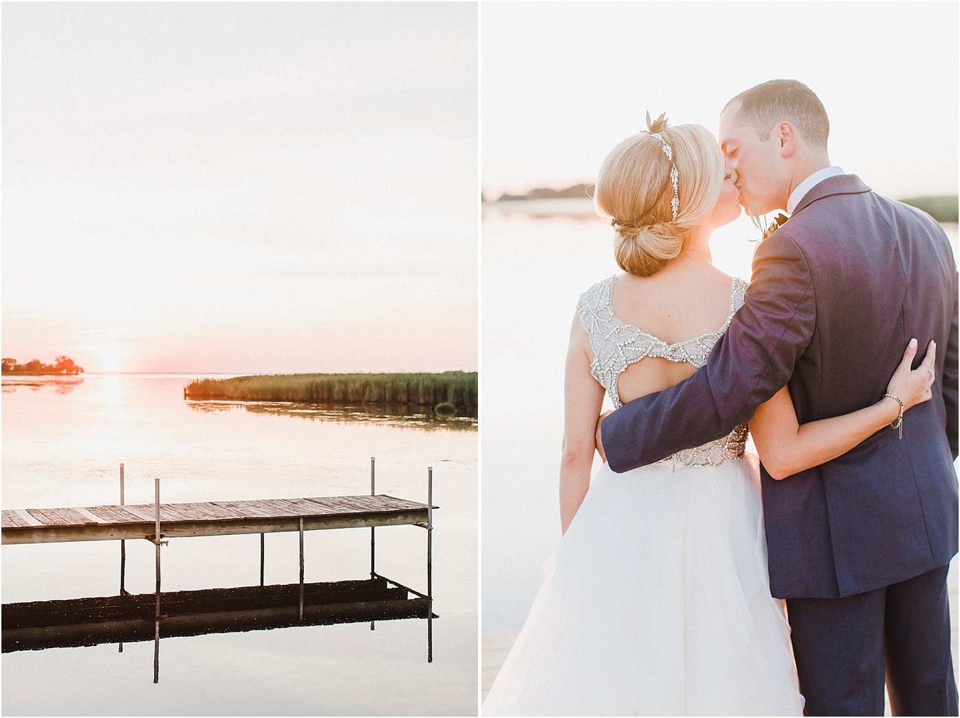 Waterfront Sunset Bride and Groom Photos Eastern Shore Maryland 